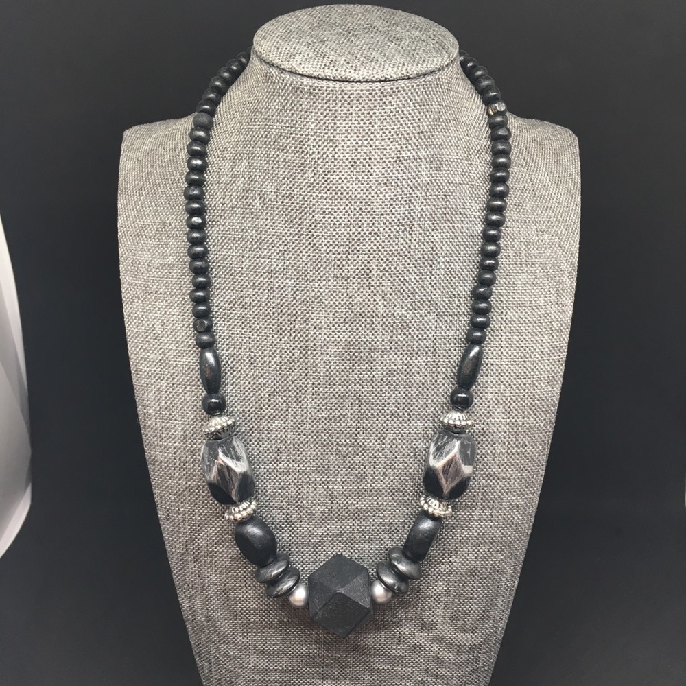 Black Wooden Bead Necklace